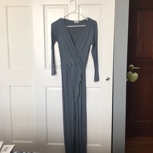 Tobi XS blue gray maxi dress with high slit